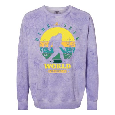 Retro Bigfoot Hide And Seek World Champion Colorblast Crewneck Sweatshirt