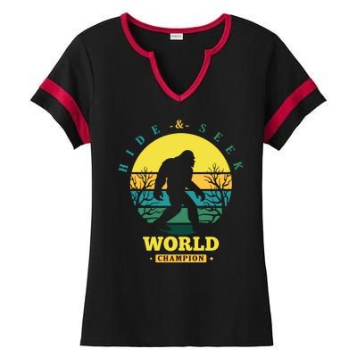 Retro Bigfoot Hide And Seek World Champion Ladies Halftime Notch Neck Tee