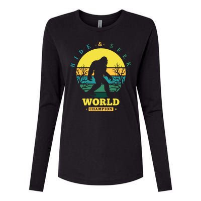 Retro Bigfoot Hide And Seek World Champion Womens Cotton Relaxed Long Sleeve T-Shirt