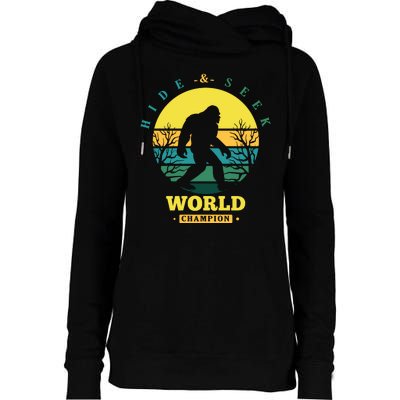 Retro Bigfoot Hide And Seek World Champion Womens Funnel Neck Pullover Hood