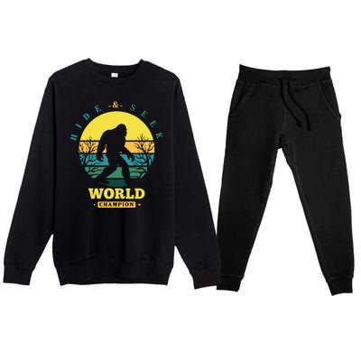 Retro Bigfoot Hide And Seek World Champion Premium Crewneck Sweatsuit Set