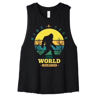 Retro Bigfoot Hide And Seek World Champion Women's Racerback Cropped Tank