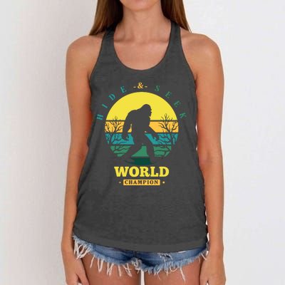 Retro Bigfoot Hide And Seek World Champion Women's Knotted Racerback Tank