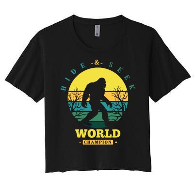 Retro Bigfoot Hide And Seek World Champion Women's Crop Top Tee