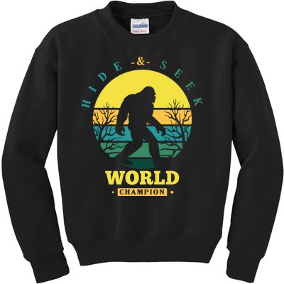 Retro Bigfoot Hide And Seek World Champion Kids Sweatshirt