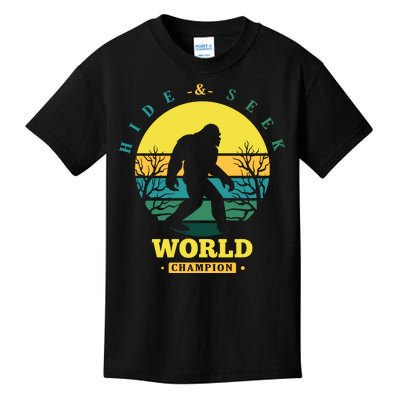 Retro Bigfoot Hide And Seek World Champion Kids T-Shirt