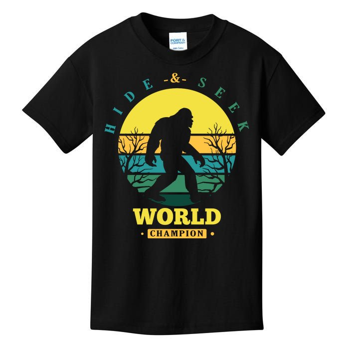 Retro Bigfoot Hide And Seek World Champion Kids T-Shirt