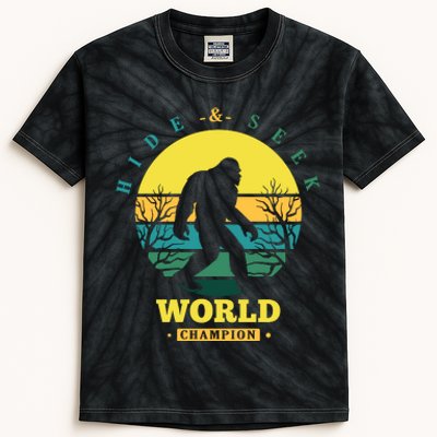 Retro Bigfoot Hide And Seek World Champion Kids Tie-Dye T-Shirt