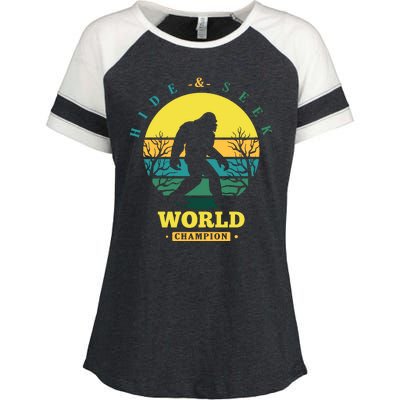 Retro Bigfoot Hide And Seek World Champion Enza Ladies Jersey Colorblock Tee