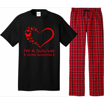 Red Butterfly Heart IM A Survivor Stroke Awareness Month Meaningful Gift Pajama Set