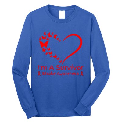 Red Butterfly Heart IM A Survivor Stroke Awareness Month Meaningful Gift Long Sleeve Shirt