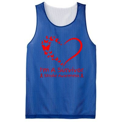 Red Butterfly Heart IM A Survivor Stroke Awareness Month Meaningful Gift Mesh Reversible Basketball Jersey Tank