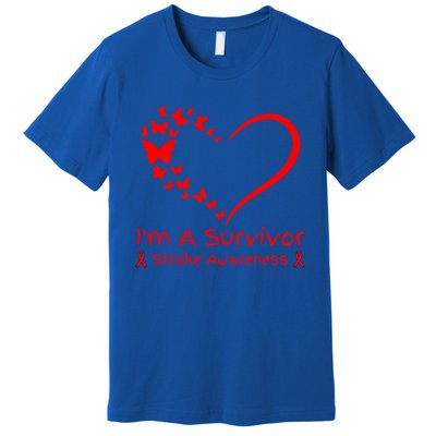 Red Butterfly Heart IM A Survivor Stroke Awareness Month Meaningful Gift Premium T-Shirt