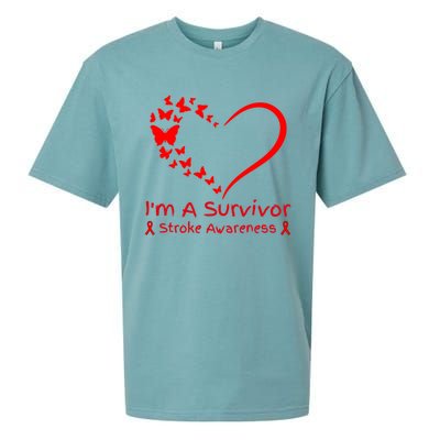 Red Butterfly Heart IM A Survivor Stroke Awareness Month Meaningful Gift Sueded Cloud Jersey T-Shirt