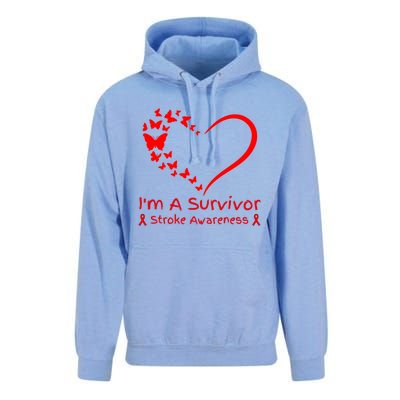 Red Butterfly Heart IM A Survivor Stroke Awareness Month Meaningful Gift Unisex Surf Hoodie