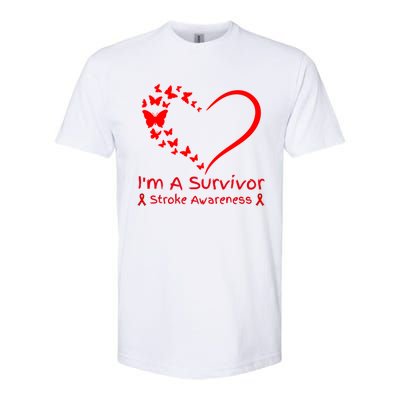 Red Butterfly Heart IM A Survivor Stroke Awareness Month Meaningful Gift Softstyle CVC T-Shirt