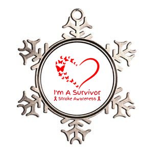 Red Butterfly Heart IM A Survivor Stroke Awareness Month Meaningful Gift Metallic Star Ornament