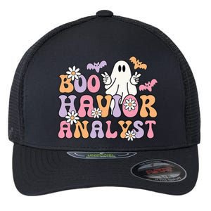 Retro Boo Havior Analyst ABA Therpist BCBA Halloween Ghost Flexfit Unipanel Trucker Cap