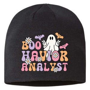 Retro Boo Havior Analyst ABA Therpist BCBA Halloween Ghost Sustainable Beanie