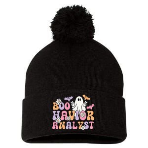 Retro Boo Havior Analyst ABA Therpist BCBA Halloween Ghost Pom Pom 12in Knit Beanie