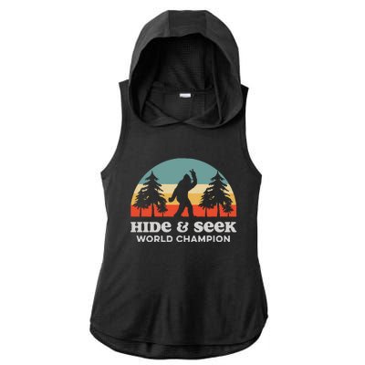 Retro Bigfoot Hide &Amp; Seek World Champion Ladies PosiCharge Tri-Blend Wicking Draft Hoodie Tank