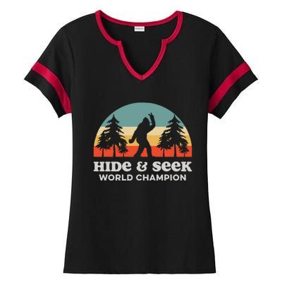 Retro Bigfoot Hide &Amp; Seek World Champion Ladies Halftime Notch Neck Tee