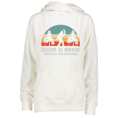 Retro Bigfoot Hide &Amp; Seek World Champion Womens Funnel Neck Pullover Hood