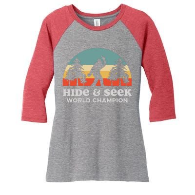 Retro Bigfoot Hide &Amp; Seek World Champion Women's Tri-Blend 3/4-Sleeve Raglan Shirt