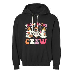 Retro Boo Havior Crew Behavior Analyst Halloween Aba Rbt Garment-Dyed Fleece Hoodie