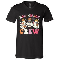 Retro Boo Havior Crew Behavior Analyst Halloween Aba Rbt V-Neck T-Shirt