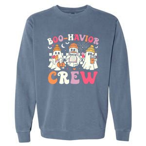 Retro Boo Havior Crew Behavior Analyst Halloween Aba Rbt Garment-Dyed Sweatshirt