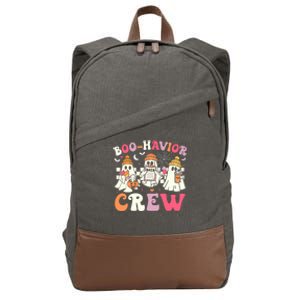 Retro Boo Havior Crew Behavior Analyst Halloween Aba Rbt Cotton Canvas Backpack