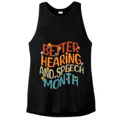 Retro Better Hearing And Speech Month Speech Pathologist SLP Ladies PosiCharge Tri-Blend Wicking Tank
