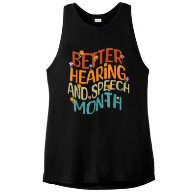 Retro Better Hearing And Speech Month Speech Pathologist SLP Ladies PosiCharge Tri-Blend Wicking Tank