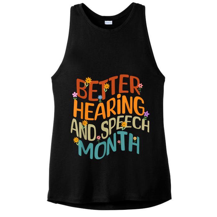 Retro Better Hearing And Speech Month Speech Pathologist SLP Ladies PosiCharge Tri-Blend Wicking Tank