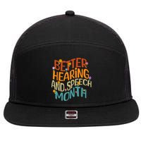 Retro Better Hearing And Speech Month Speech Pathologist SLP 7 Panel Mesh Trucker Snapback Hat