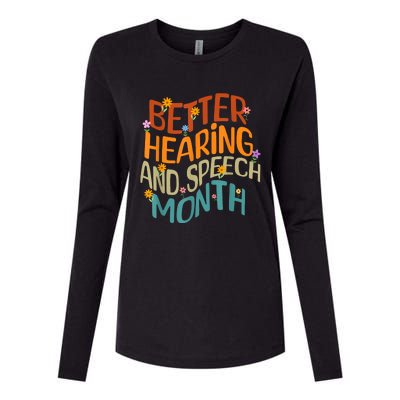 Retro Better Hearing And Speech Month Speech Pathologist SLP Womens Cotton Relaxed Long Sleeve T-Shirt