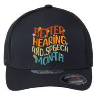 Retro Better Hearing And Speech Month Speech Pathologist SLP Flexfit Unipanel Trucker Cap
