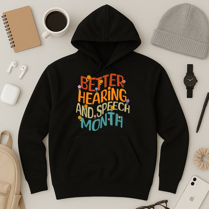 Retro Better Hearing And Speech Month Speech Pathologist SLP Hoodie