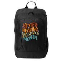 Retro Better Hearing And Speech Month Speech Pathologist SLP City Backpack