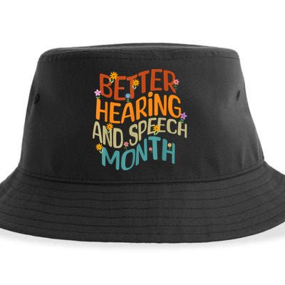 Retro Better Hearing And Speech Month Speech Pathologist SLP Sustainable Bucket Hat