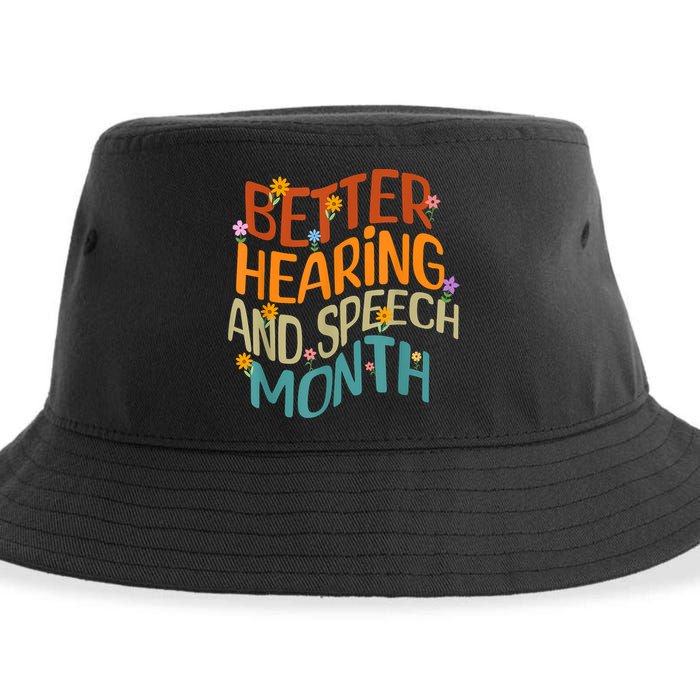 Retro Better Hearing And Speech Month Speech Pathologist SLP Sustainable Bucket Hat