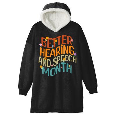 Retro Better Hearing And Speech Month Speech Pathologist SLP Hooded Wearable Blanket