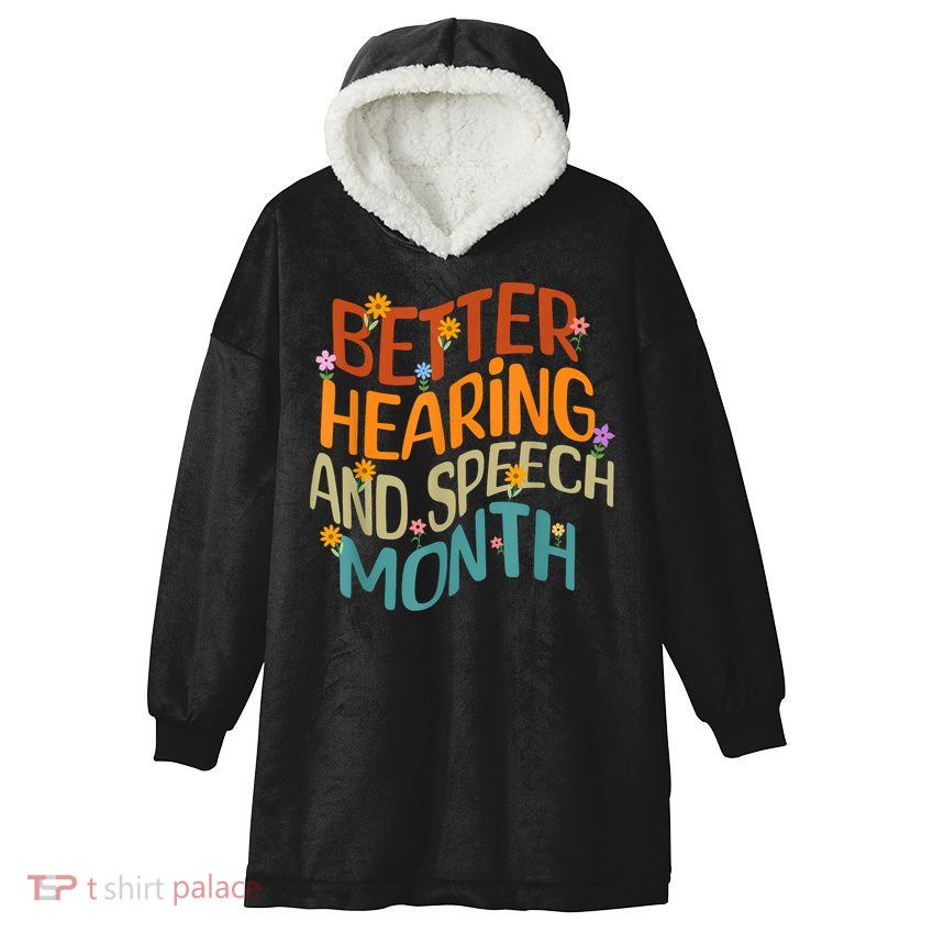 Retro Better Hearing And Speech Month Speech Pathologist SLP Hooded Wearable Blanket