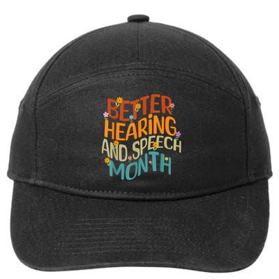 Retro Better Hearing And Speech Month Speech Pathologist SLP 7-Panel Snapback Hat