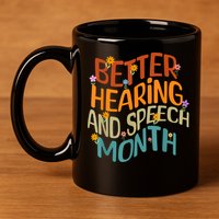 Retro Better Hearing And Speech Month Speech Pathologist SLP 11oz C Handle Ceramic Mug