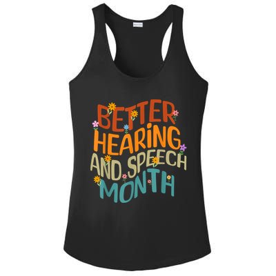 Retro Better Hearing And Speech Month Speech Pathologist SLP Ladies PosiCharge Competitor Racerback Tank