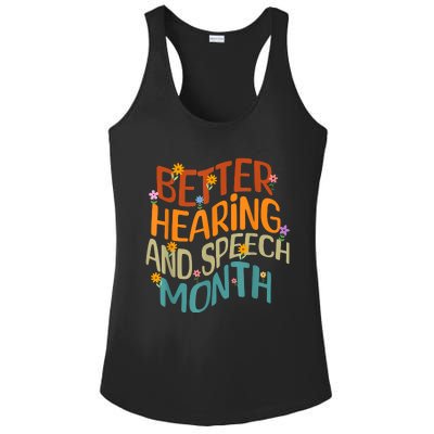 Retro Better Hearing And Speech Month Speech Pathologist SLP Ladies PosiCharge Competitor Racerback Tank