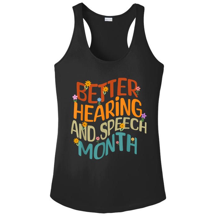 Retro Better Hearing And Speech Month Speech Pathologist SLP Ladies PosiCharge Competitor Racerback Tank