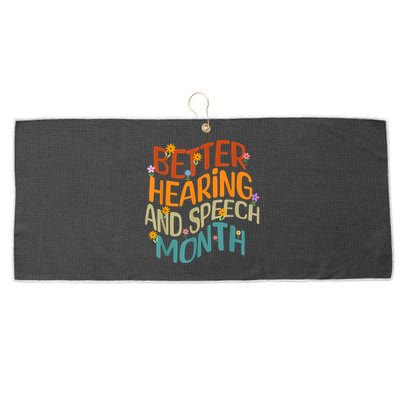 Retro Better Hearing And Speech Month Speech Pathologist SLP Large Microfiber Waffle Golf Towel